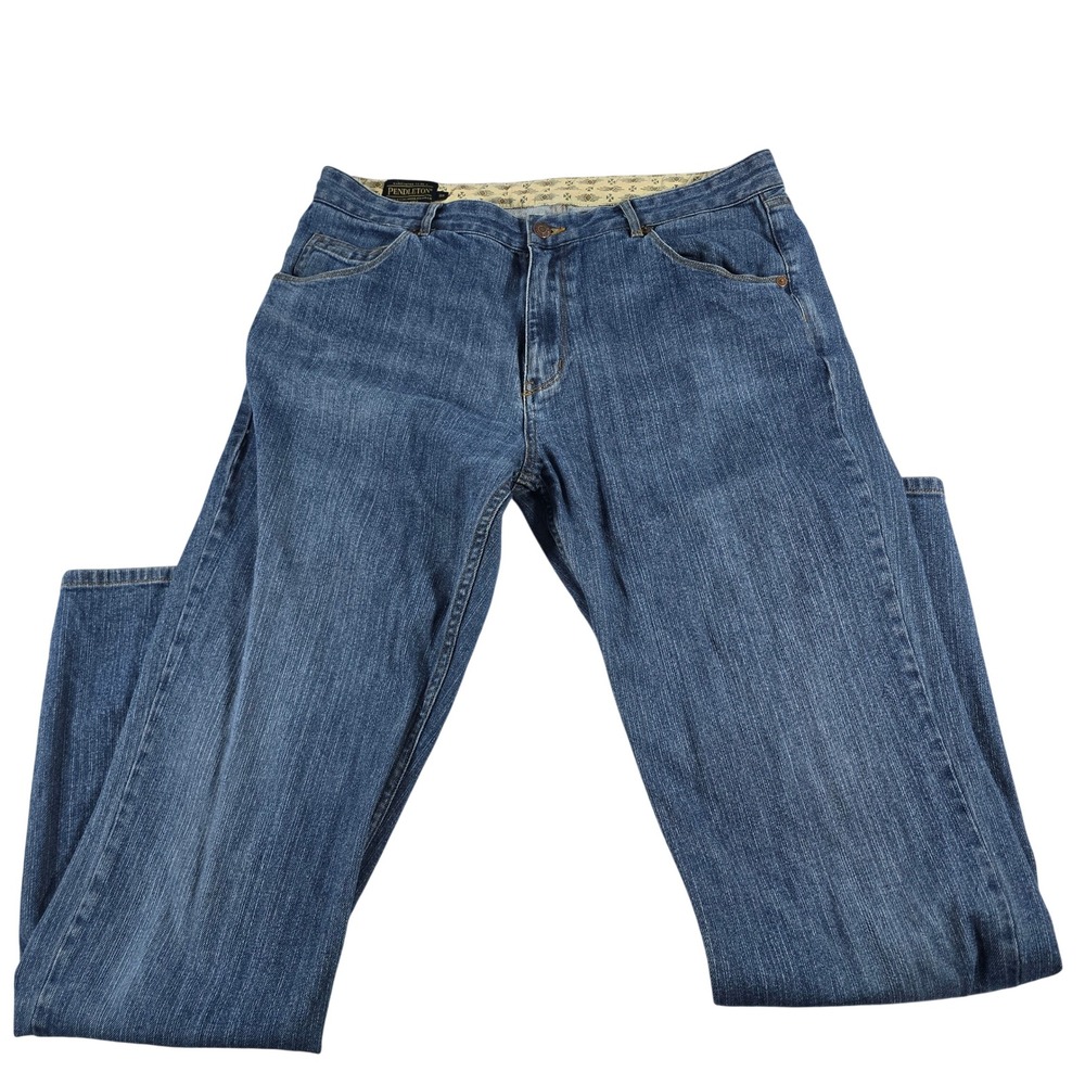 Pendleton Mens Straight Leg Blue‎ Denim Jeans 35x34 Medium Wash Stretch 12793